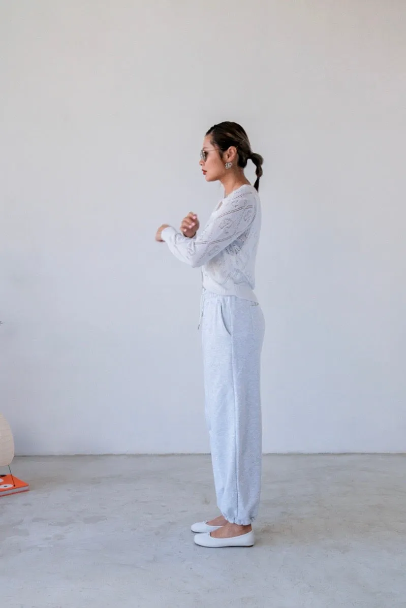 ( LIGHT GREY / BLACK ) COTTON SWEAT PANTS *LAST ONE*