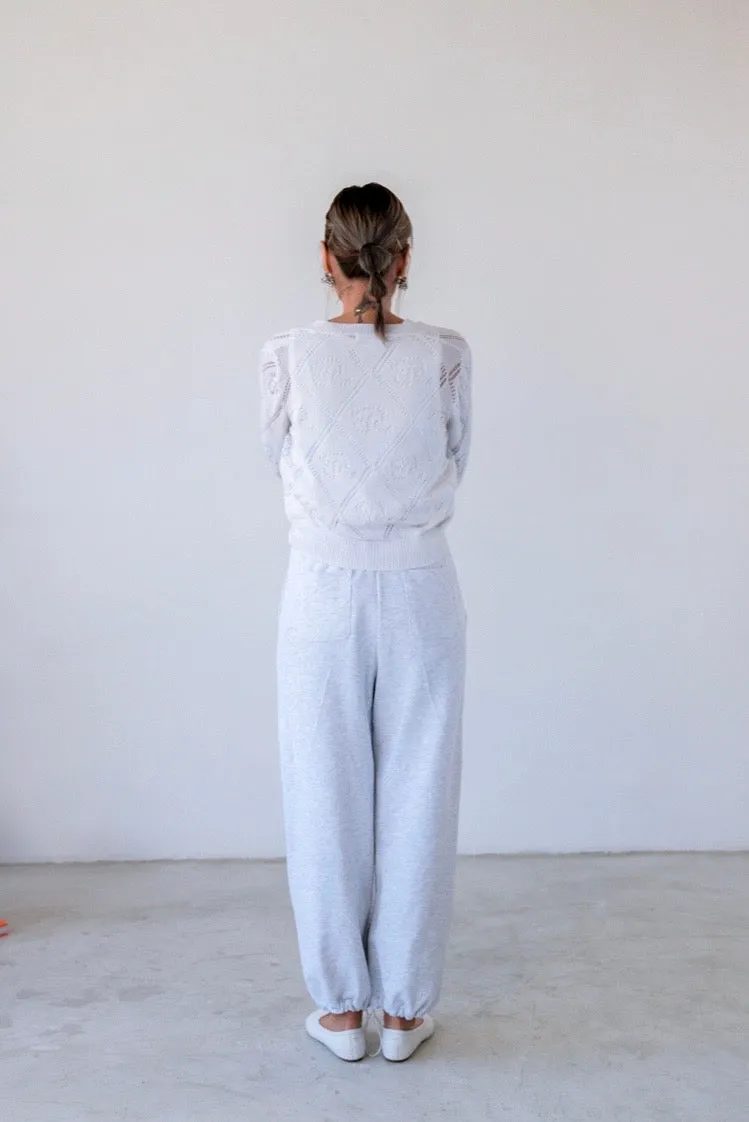 ( LIGHT GREY / BLACK ) COTTON SWEAT PANTS *LAST ONE*