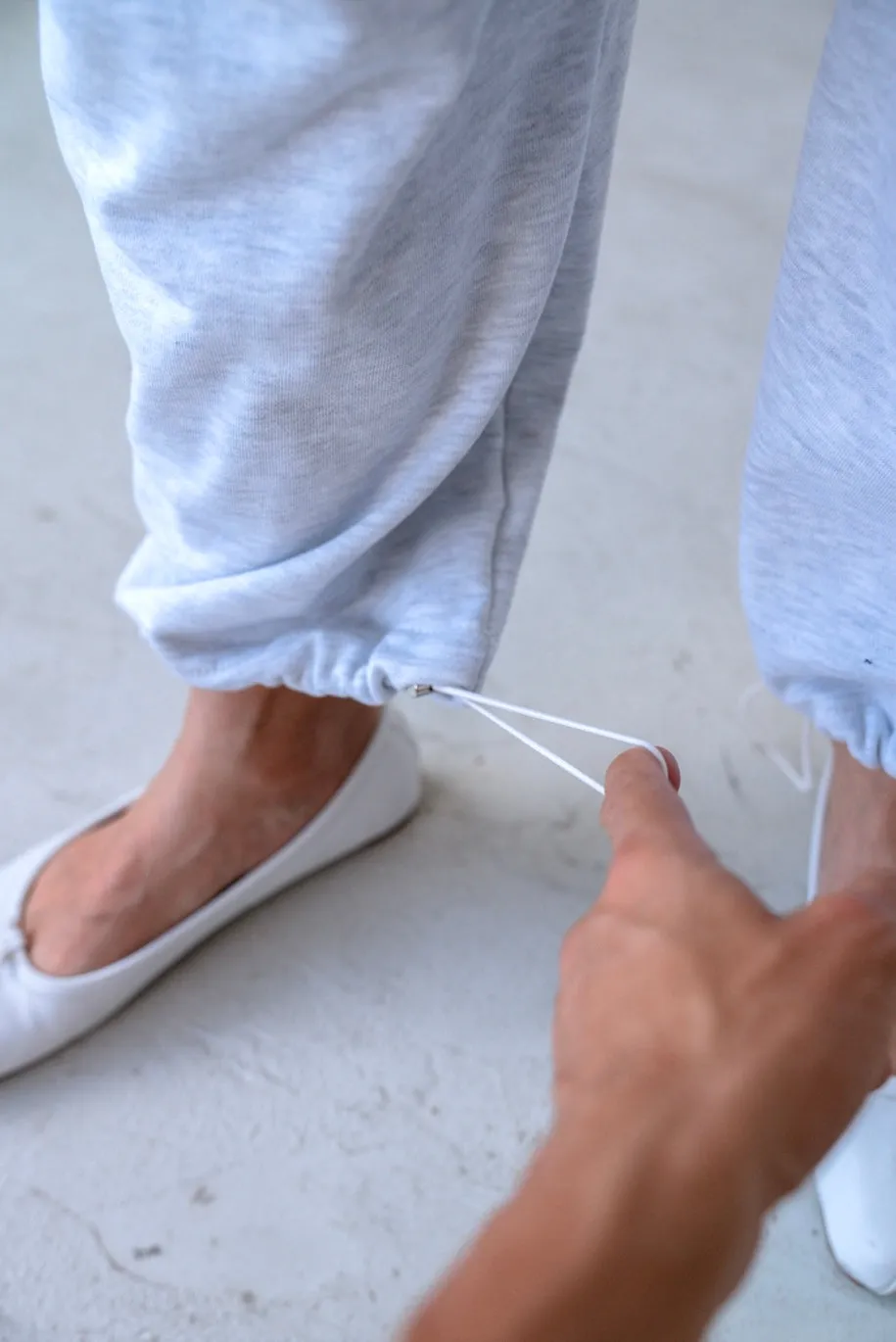 ( LIGHT GREY / BLACK ) COTTON SWEAT PANTS *LAST ONE*
