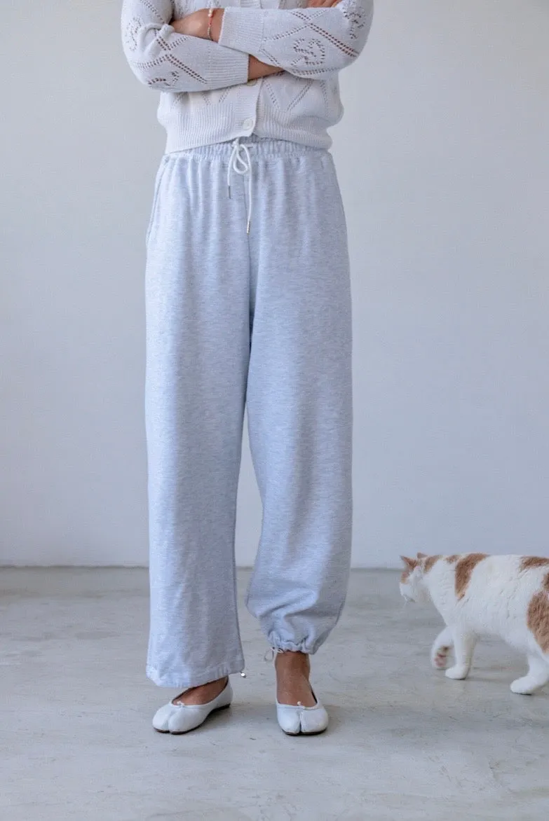 ( LIGHT GREY / BLACK ) COTTON SWEAT PANTS *LAST ONE*