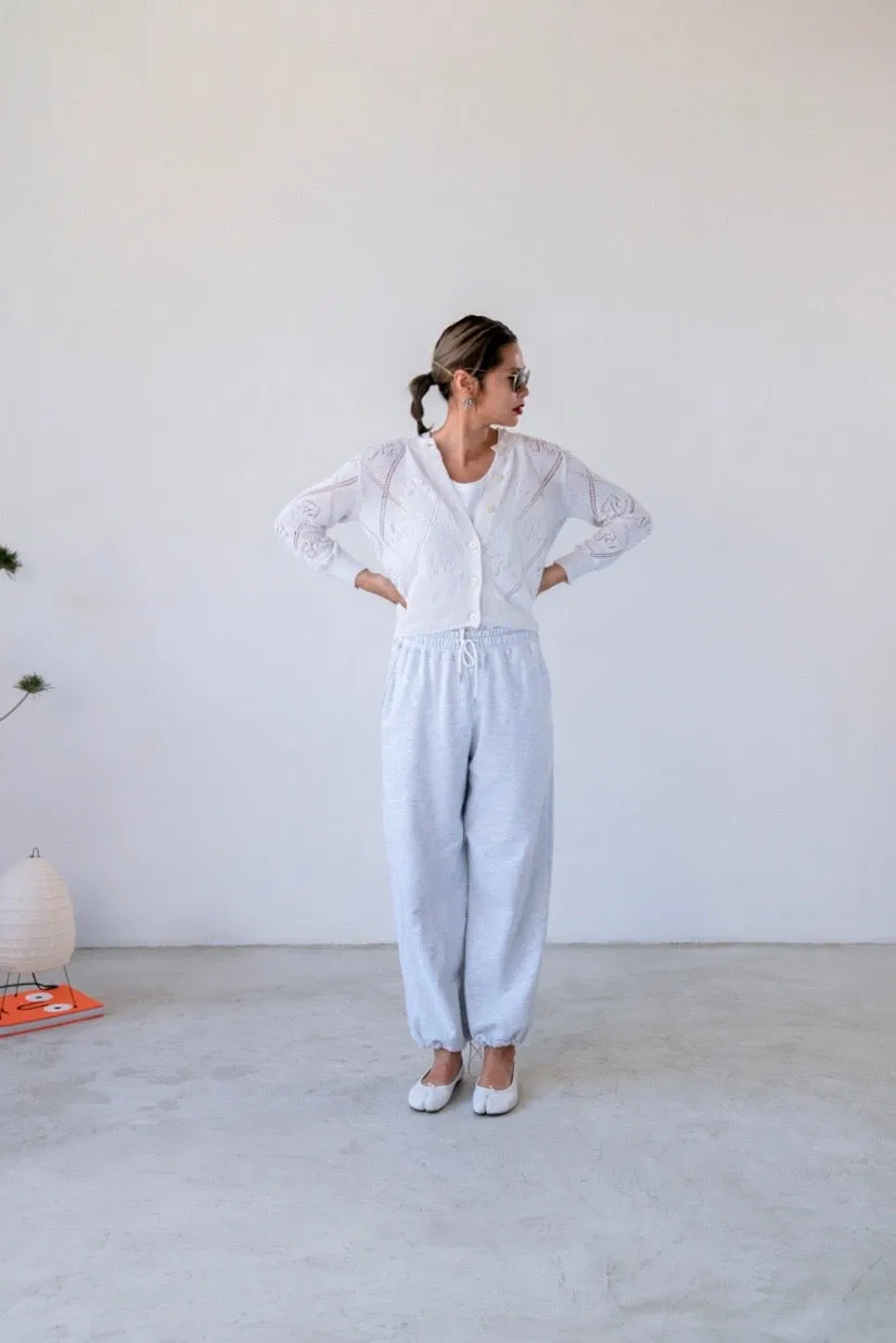 ( LIGHT GREY / BLACK ) COTTON SWEAT PANTS *LAST ONE*