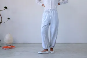 ( LIGHT GREY / BLACK ) COTTON SWEAT PANTS *LAST ONE*