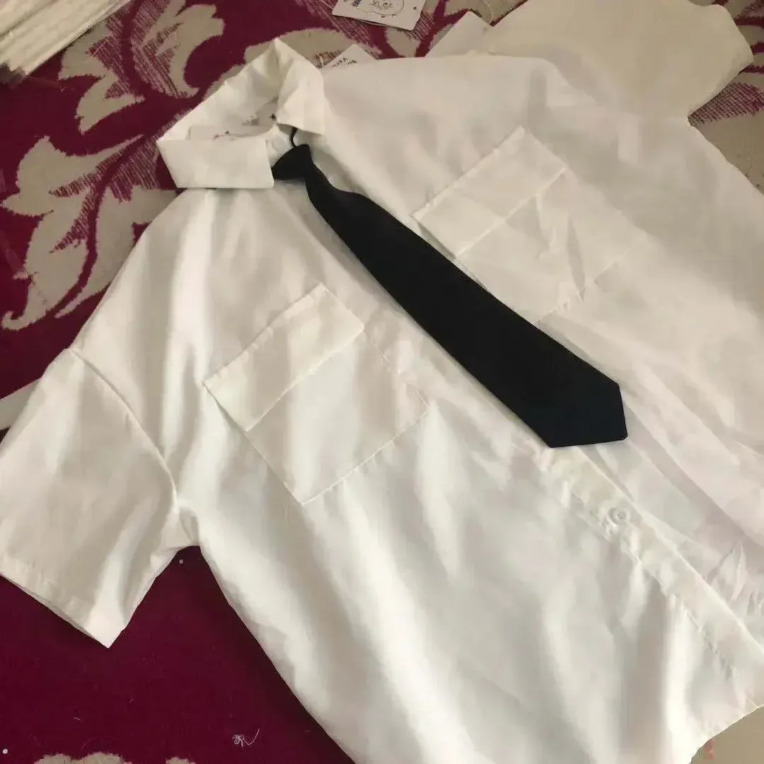 2024 Short Sleeve Shirt Women White Turn Down Collar Basic Casual Teen Gril Student Oversize Shirt Ladies Loose Blouse