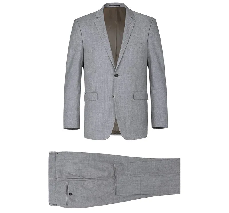 (36S, 38L) 100% Virgin Wool Regular Fit Light Gray Suit