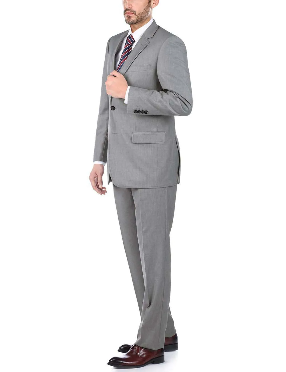 (36S, 38L) 100% Virgin Wool Regular Fit Light Gray Suit