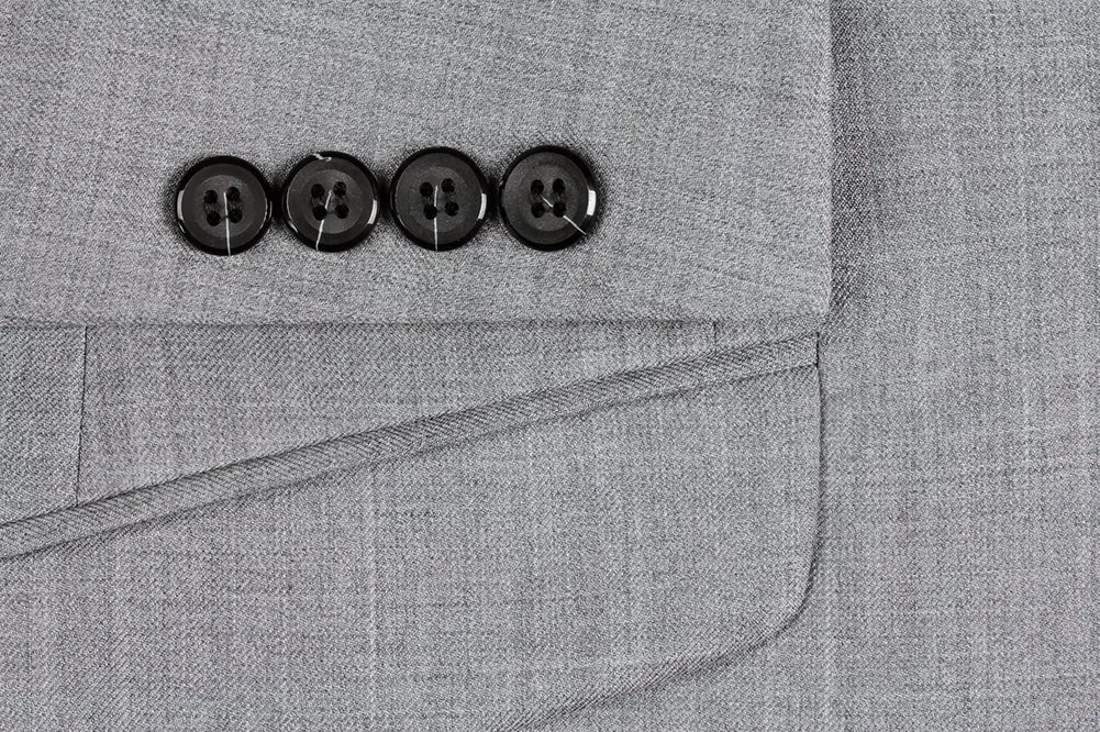(36S, 38L) 100% Virgin Wool Regular Fit Light Gray Suit