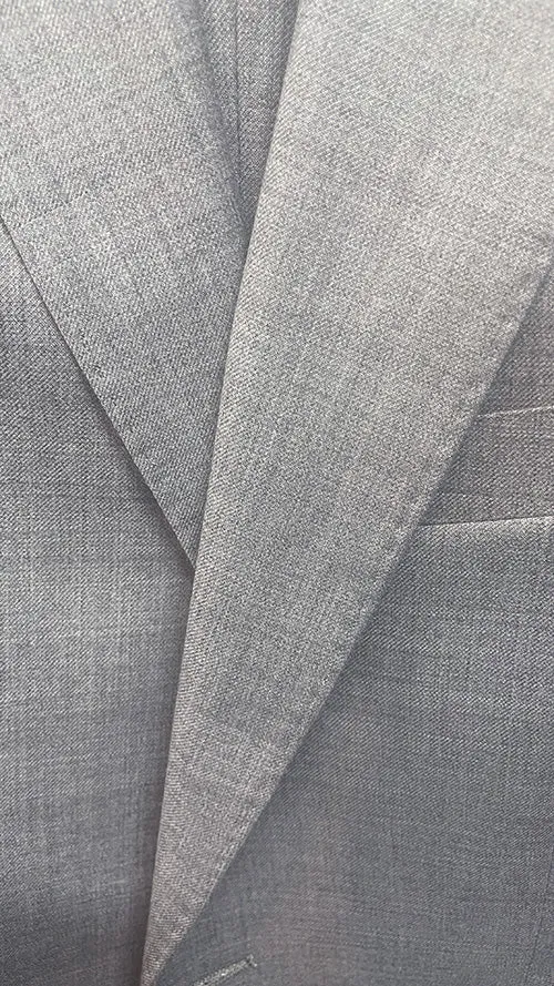 (36S, 38L) 100% Virgin Wool Regular Fit Light Gray Suit