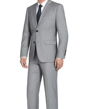 (36S, 38L) 100% Virgin Wool Regular Fit Light Gray Suit