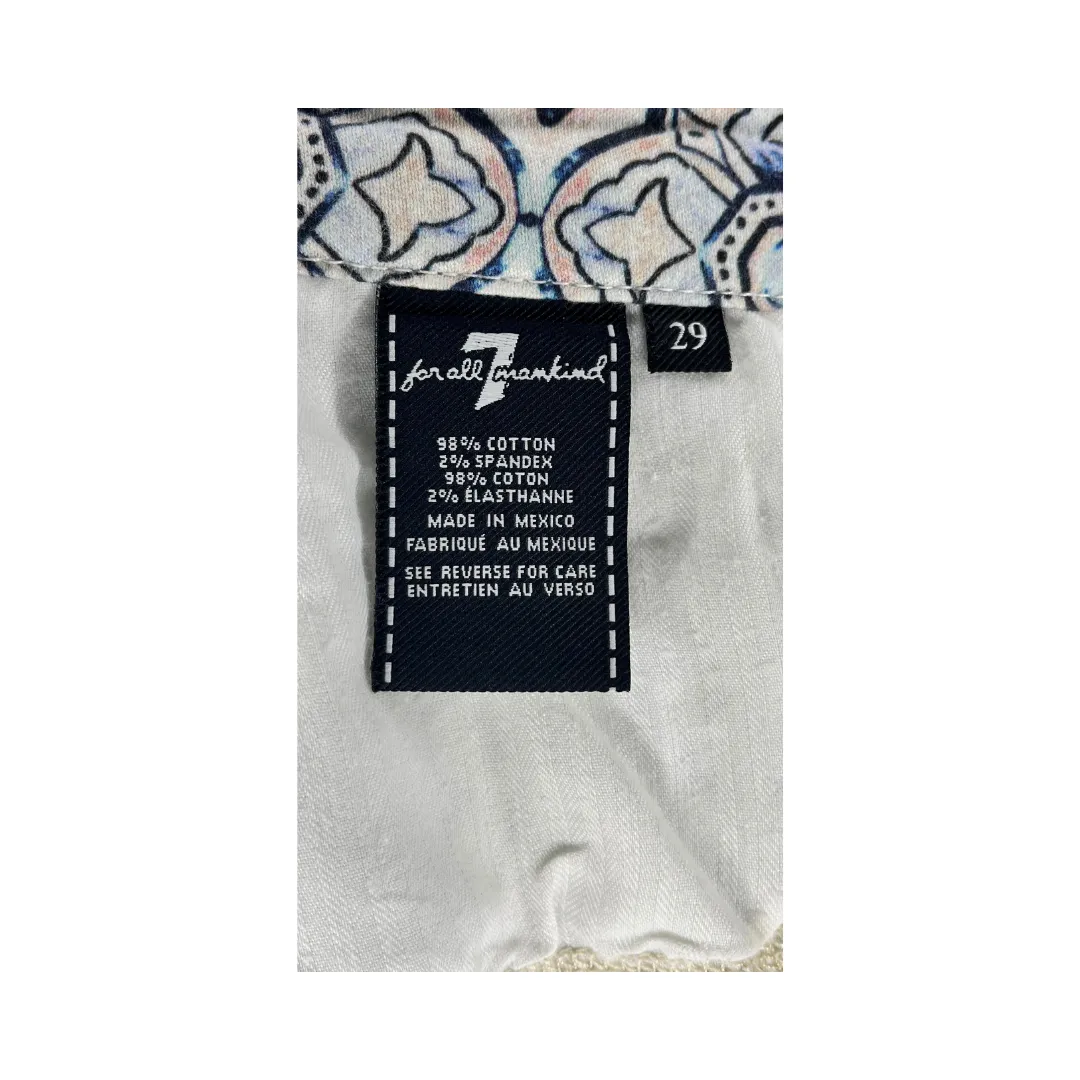 7 For All Mankind Pants Mosaic Pattern Dark Blue Size 29 SKU 000015