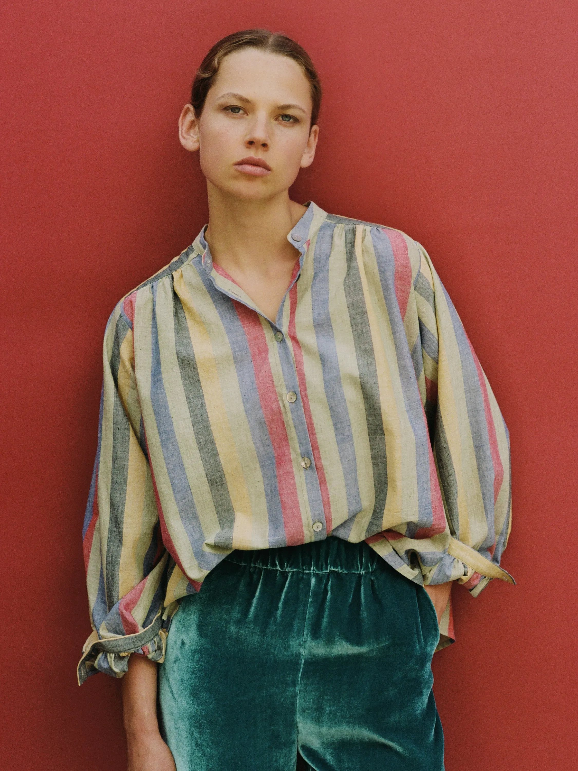 Bendix Shirt, multi coloured chambray stripe