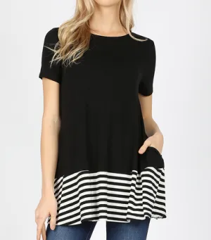 Black with black white stripe bottom