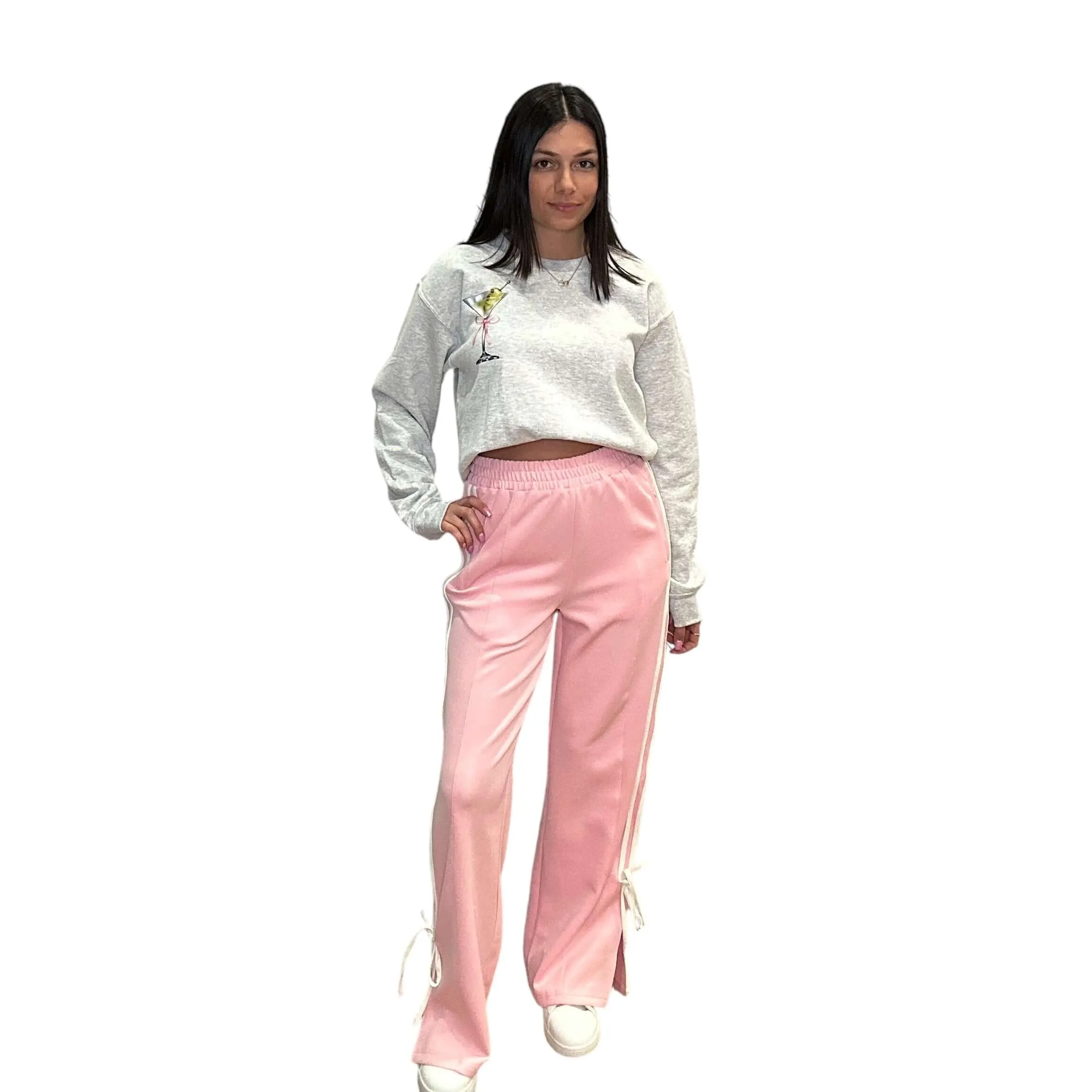 Bow Detail Track Pants - Pink