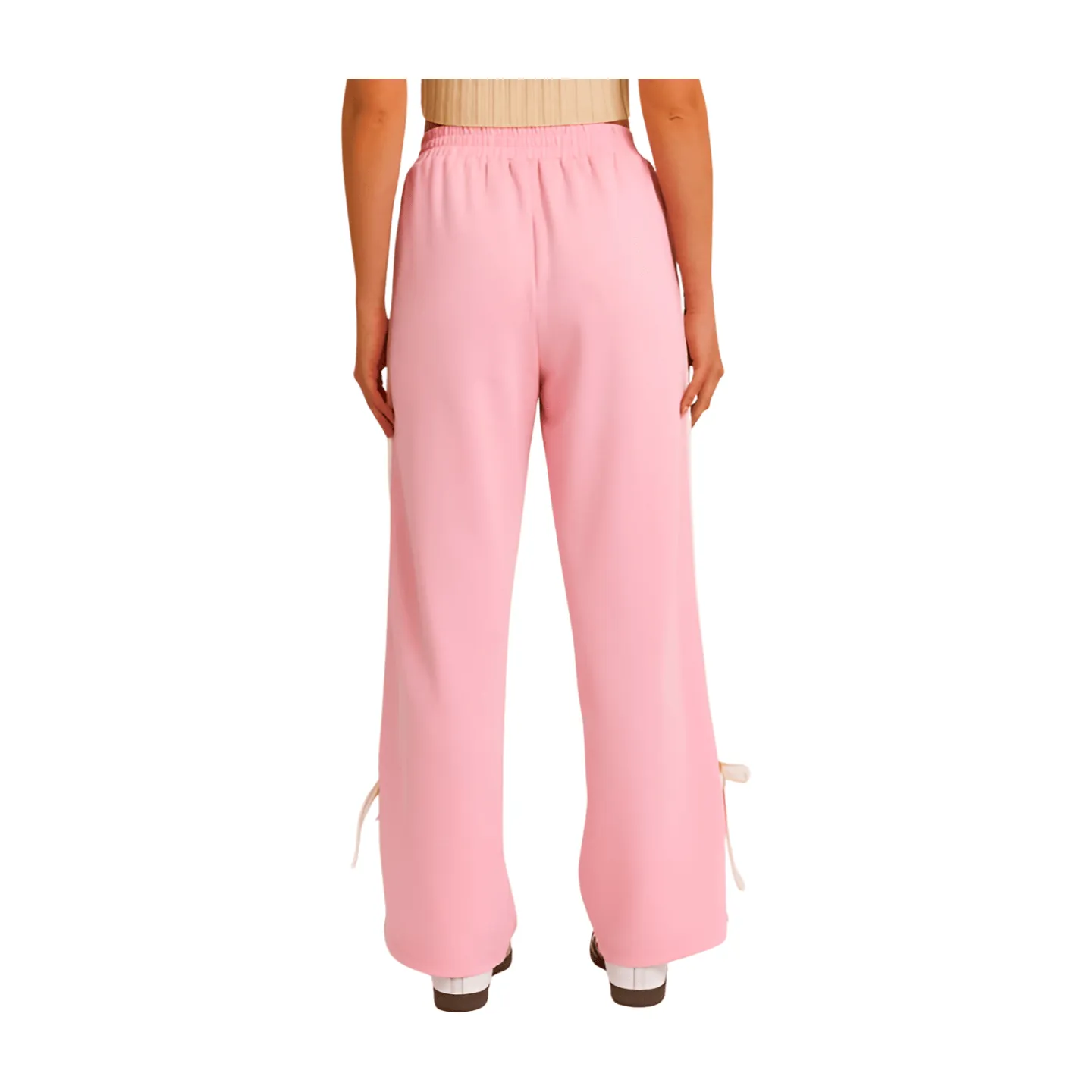 Bow Detail Track Pants - Pink