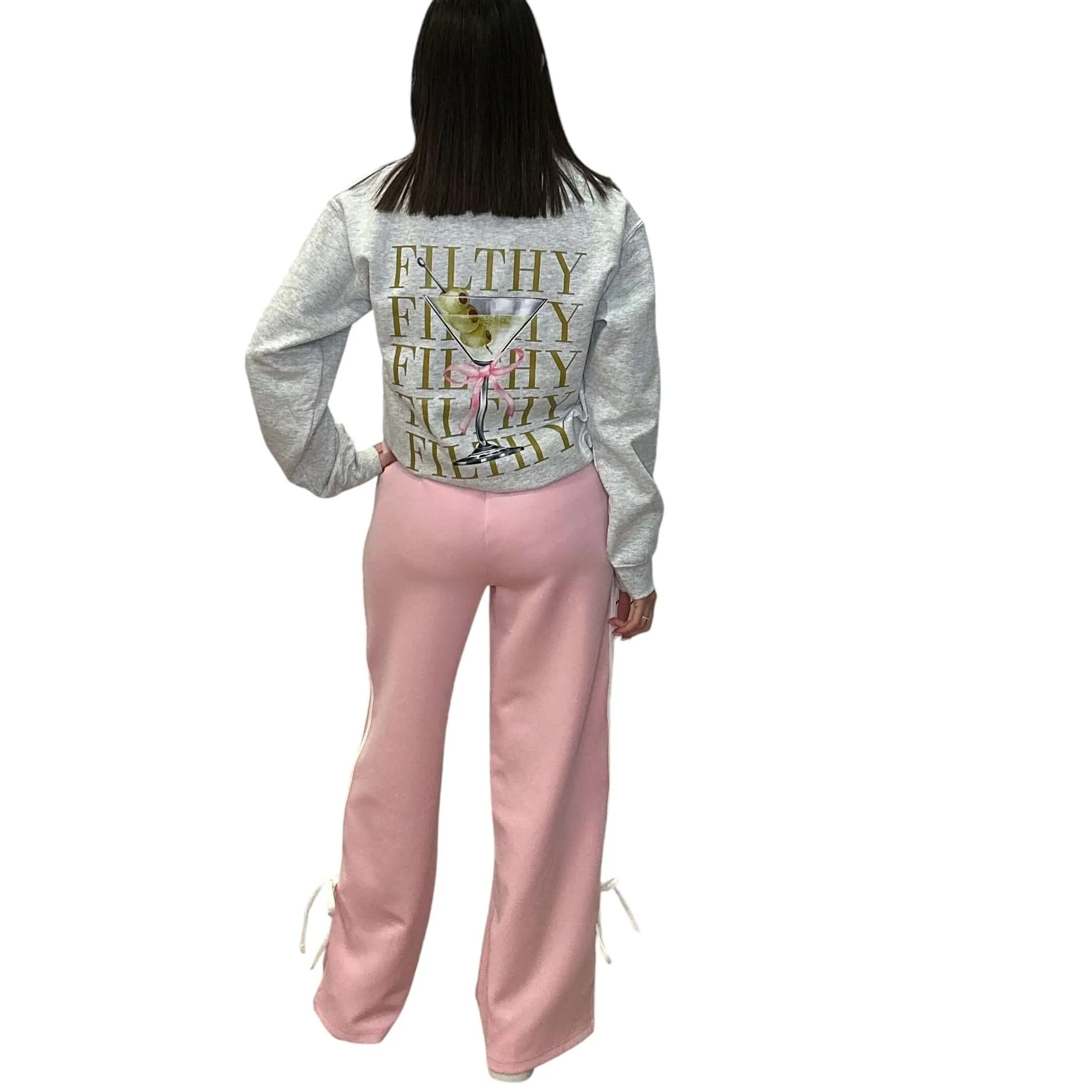 Bow Detail Track Pants - Pink
