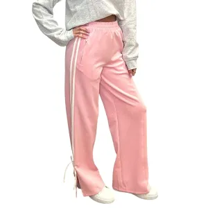 Bow Detail Track Pants - Pink