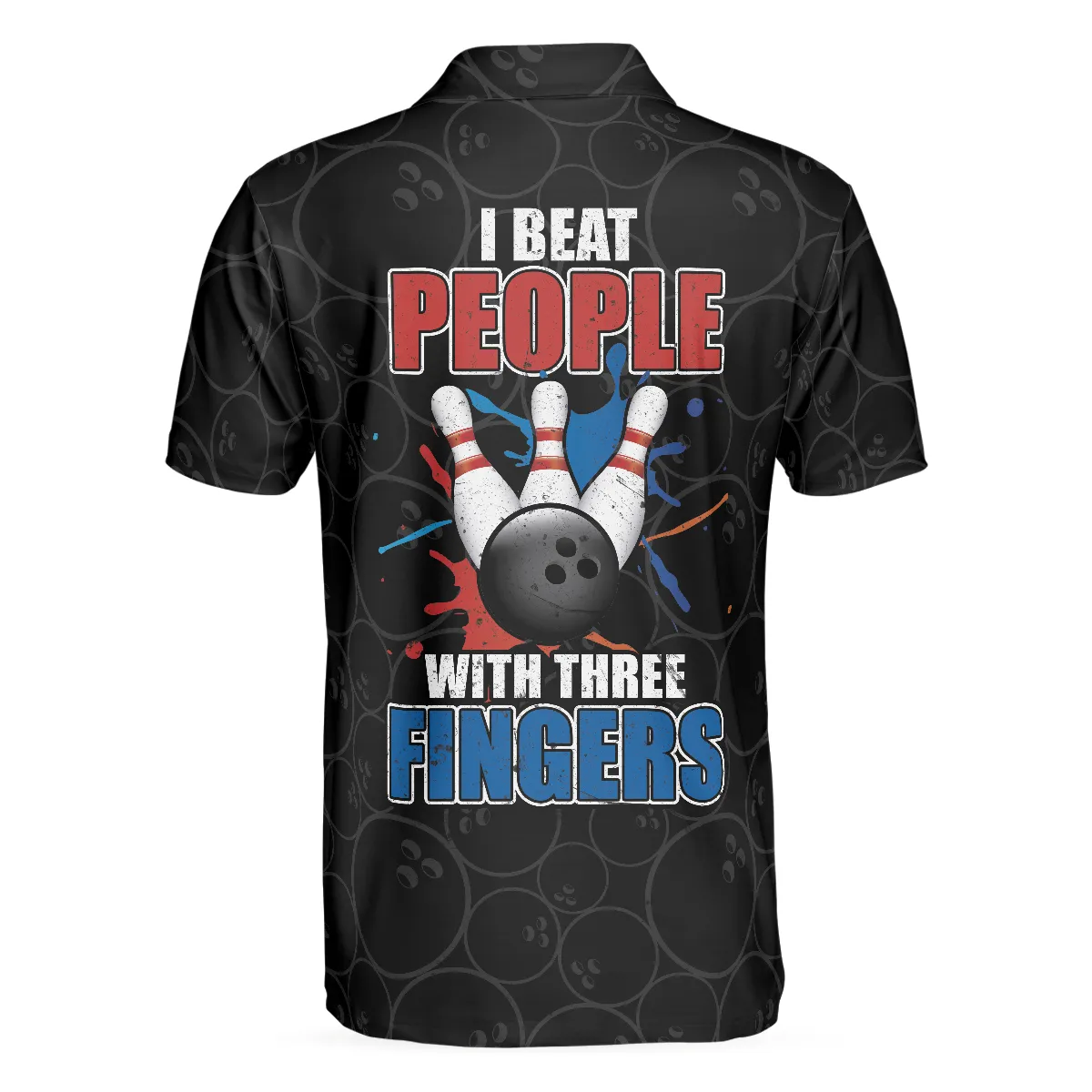 Bowling Men Polo Shirt - I Beat People With Three Fingers Bowling Polo Shirt, Black Bowling Sayings American Flag Bowling Polo Shirt - Gift For Friend, Family, Bowling Lover