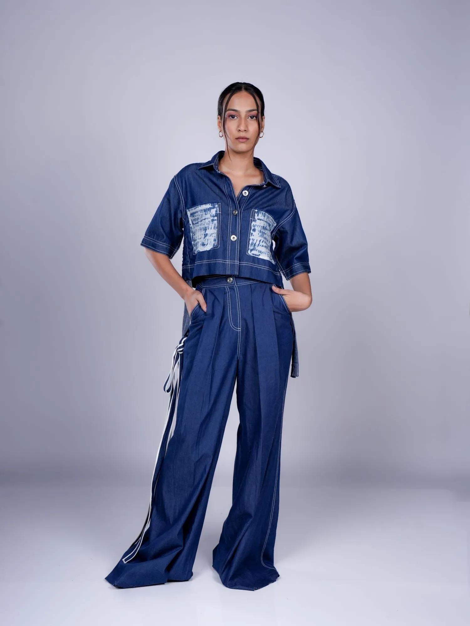 BOX PLEAT PANT DARK BLUE