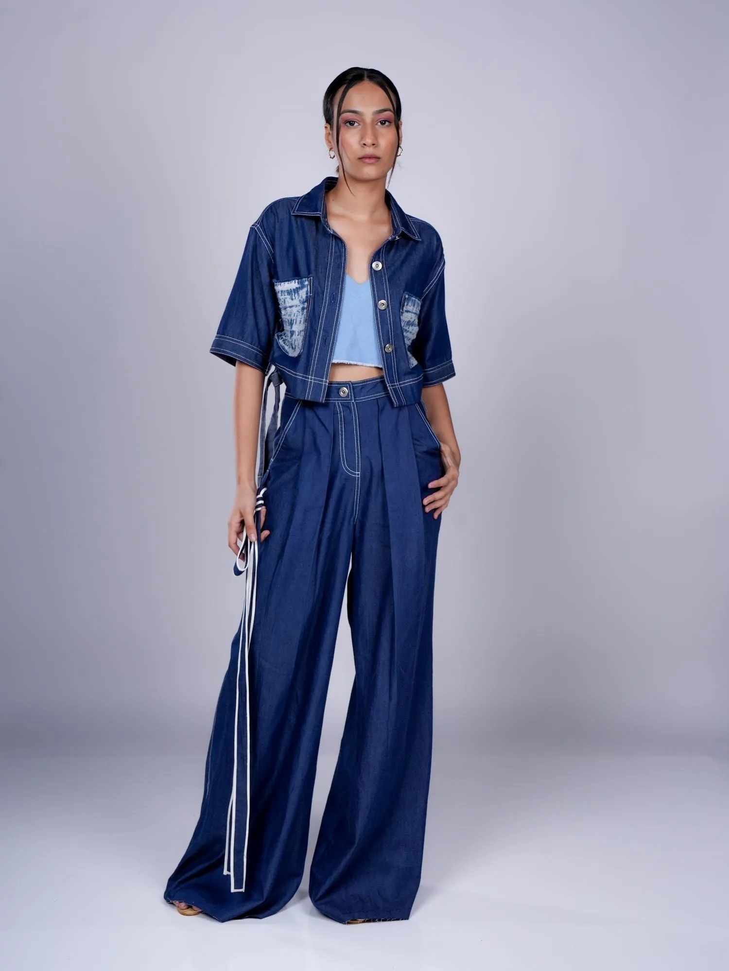 BOX PLEAT PANT DARK BLUE