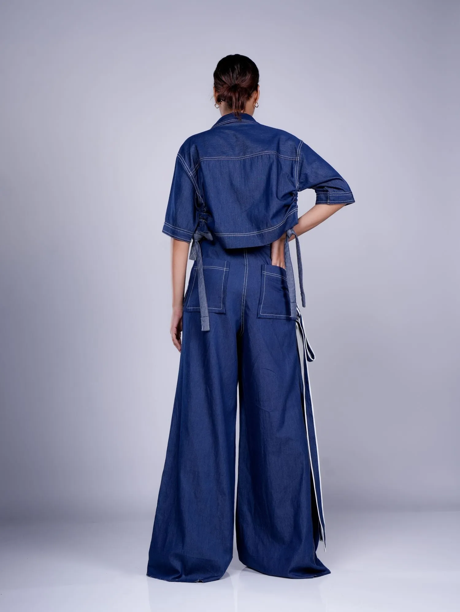 BOX PLEAT PANT DARK BLUE