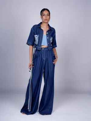 BOX PLEAT PANT DARK BLUE