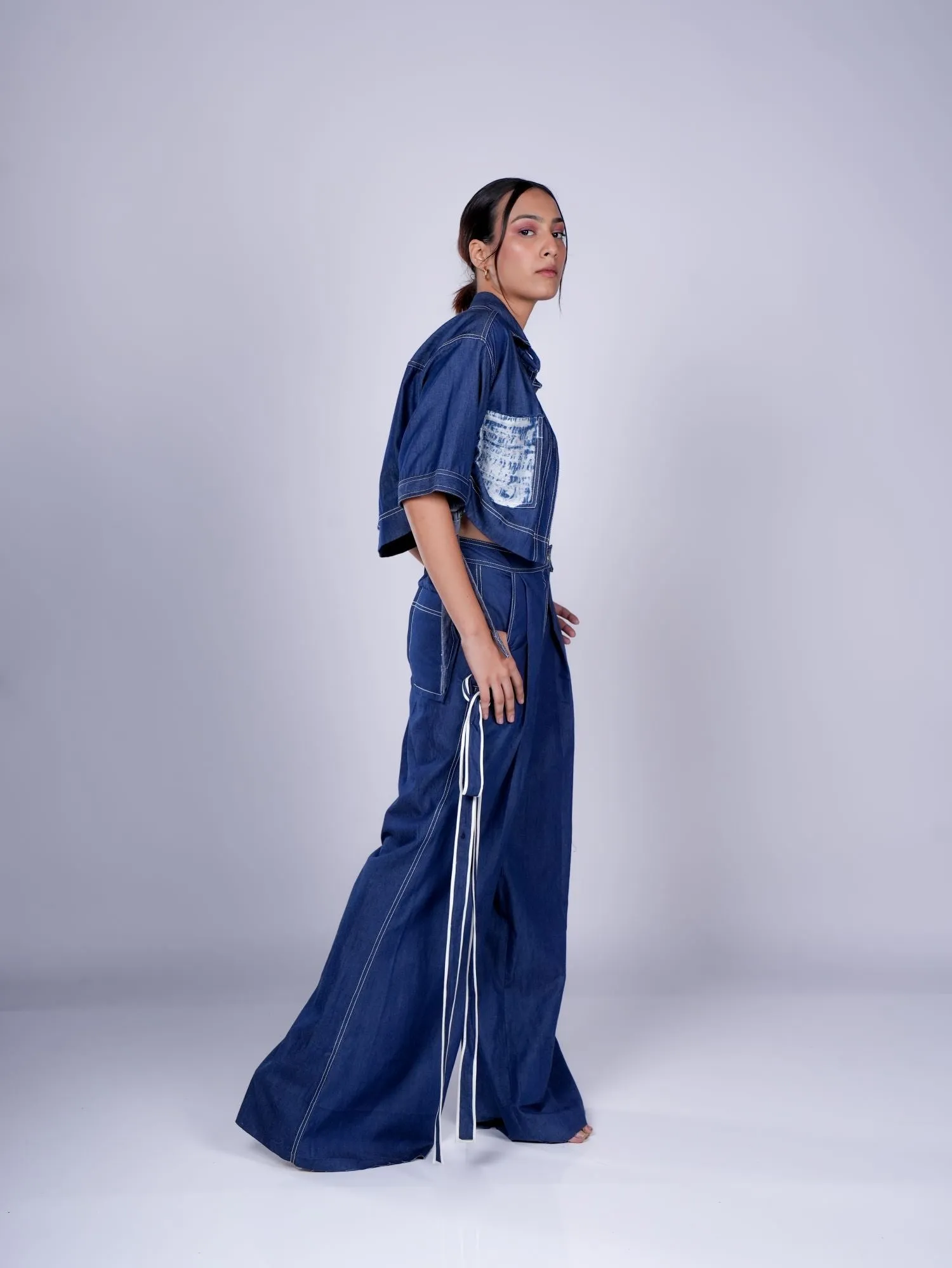 BOX PLEAT PANT DARK BLUE