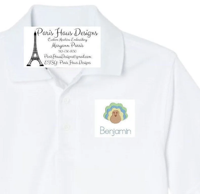 Boys Turkey Monogram Polo Design