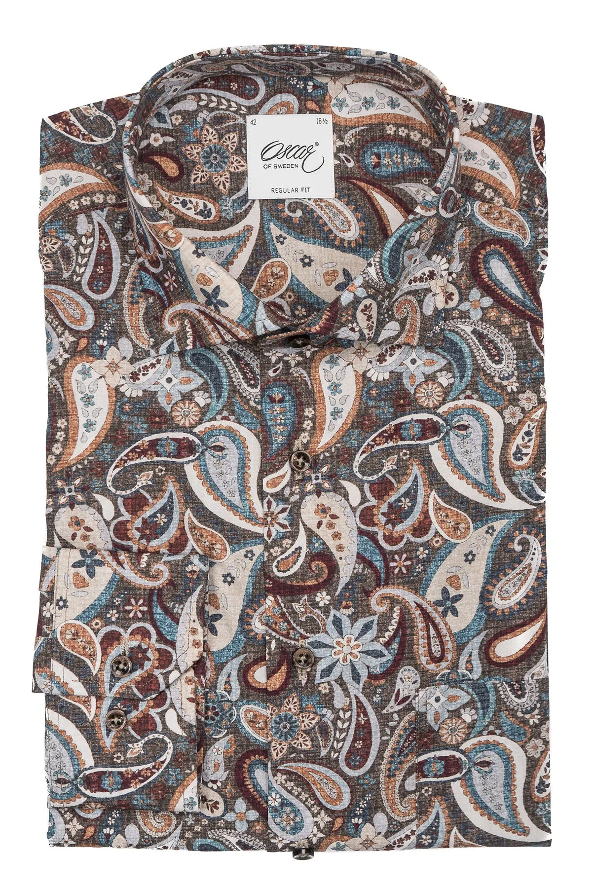 Brown paisley printed regular fit shirt