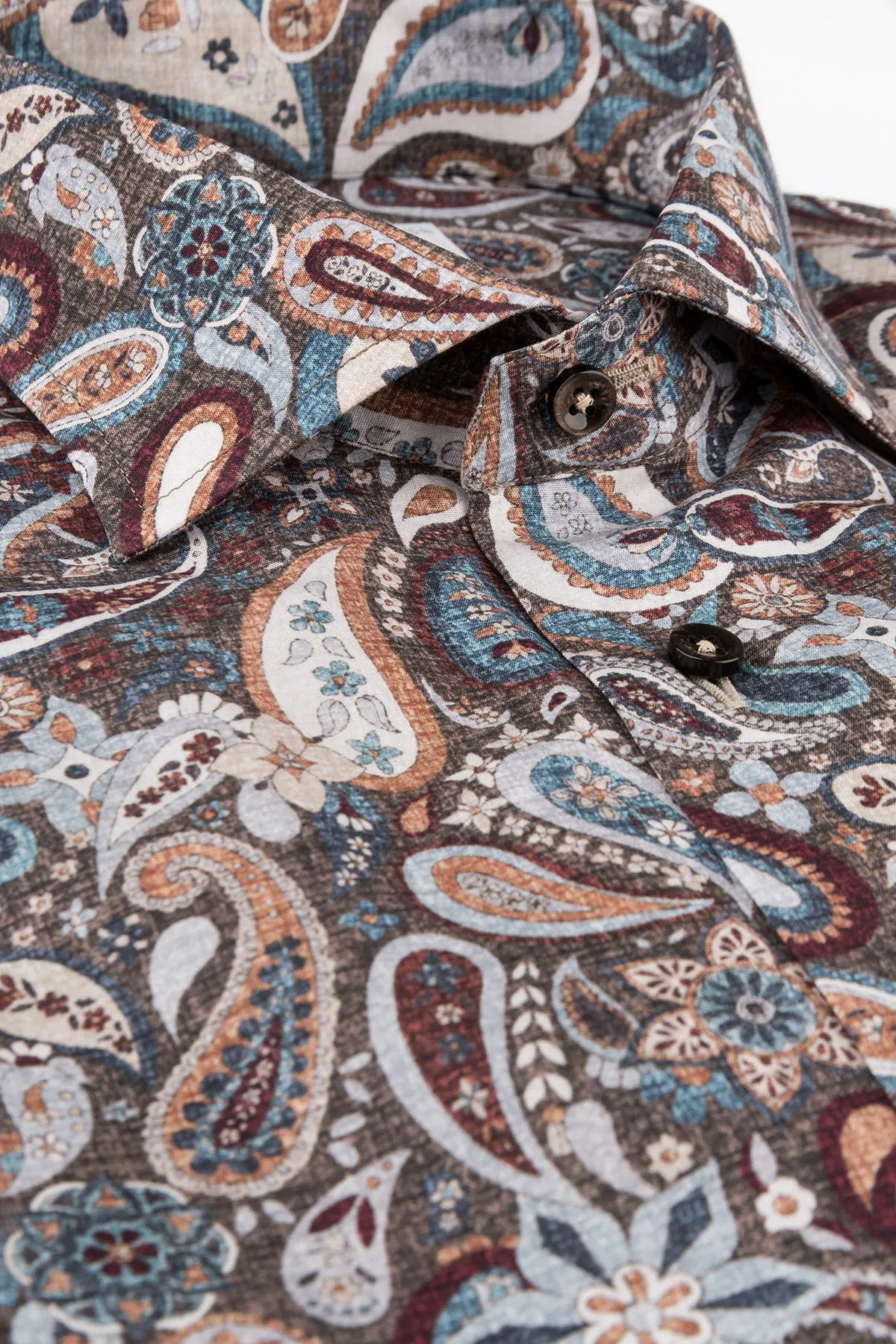 Brown paisley printed regular fit shirt