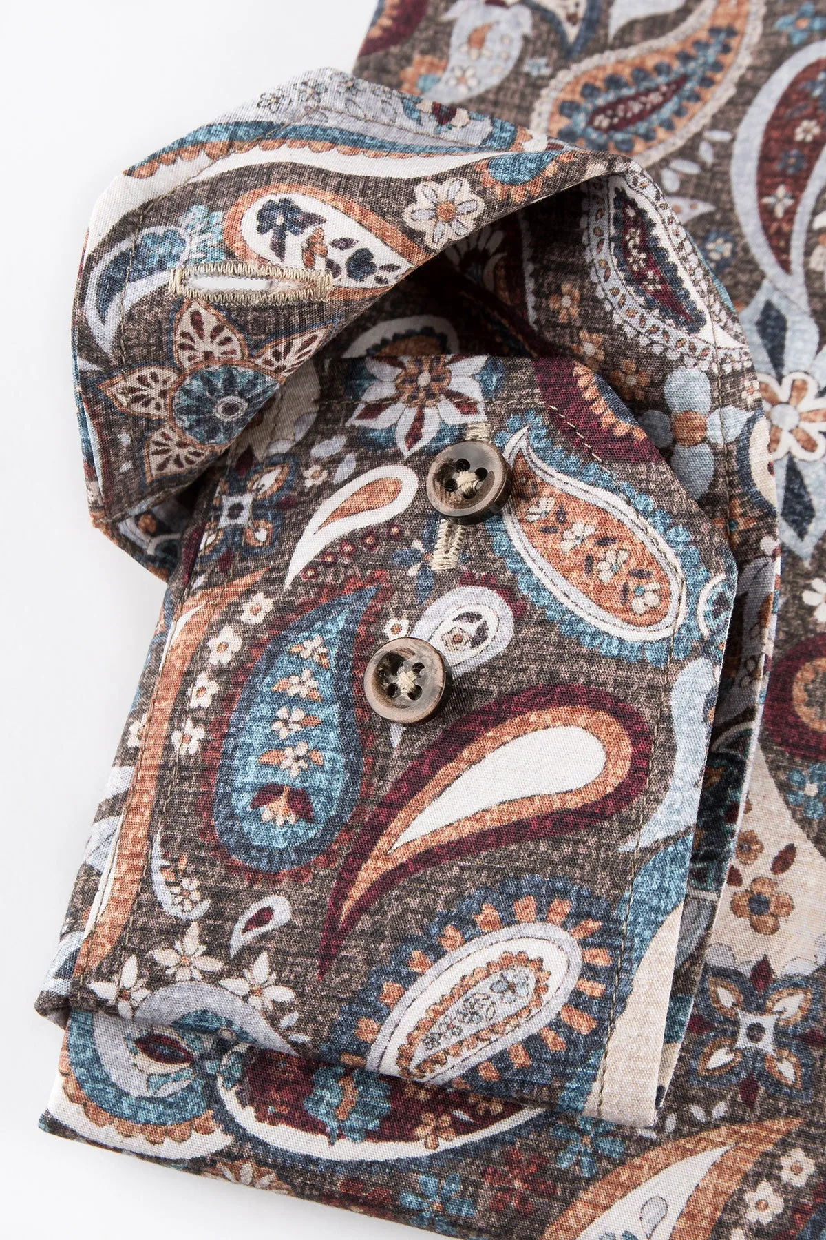 Brown paisley printed regular fit shirt