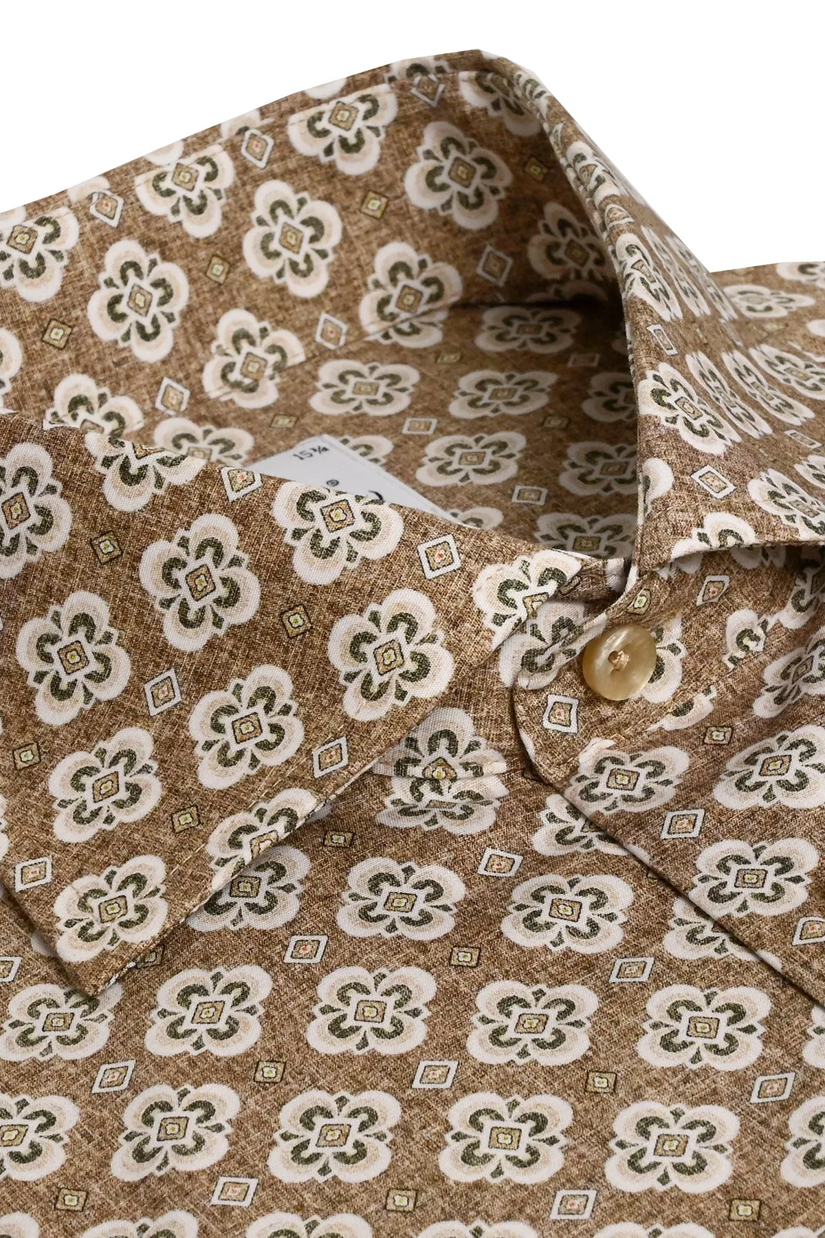 Brown printed regular fit shirt