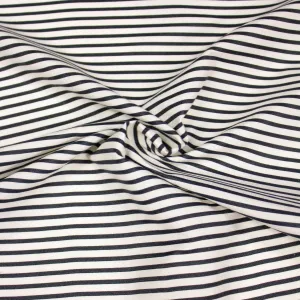 Budan Black & Off White Striped Silk Cotton Blend