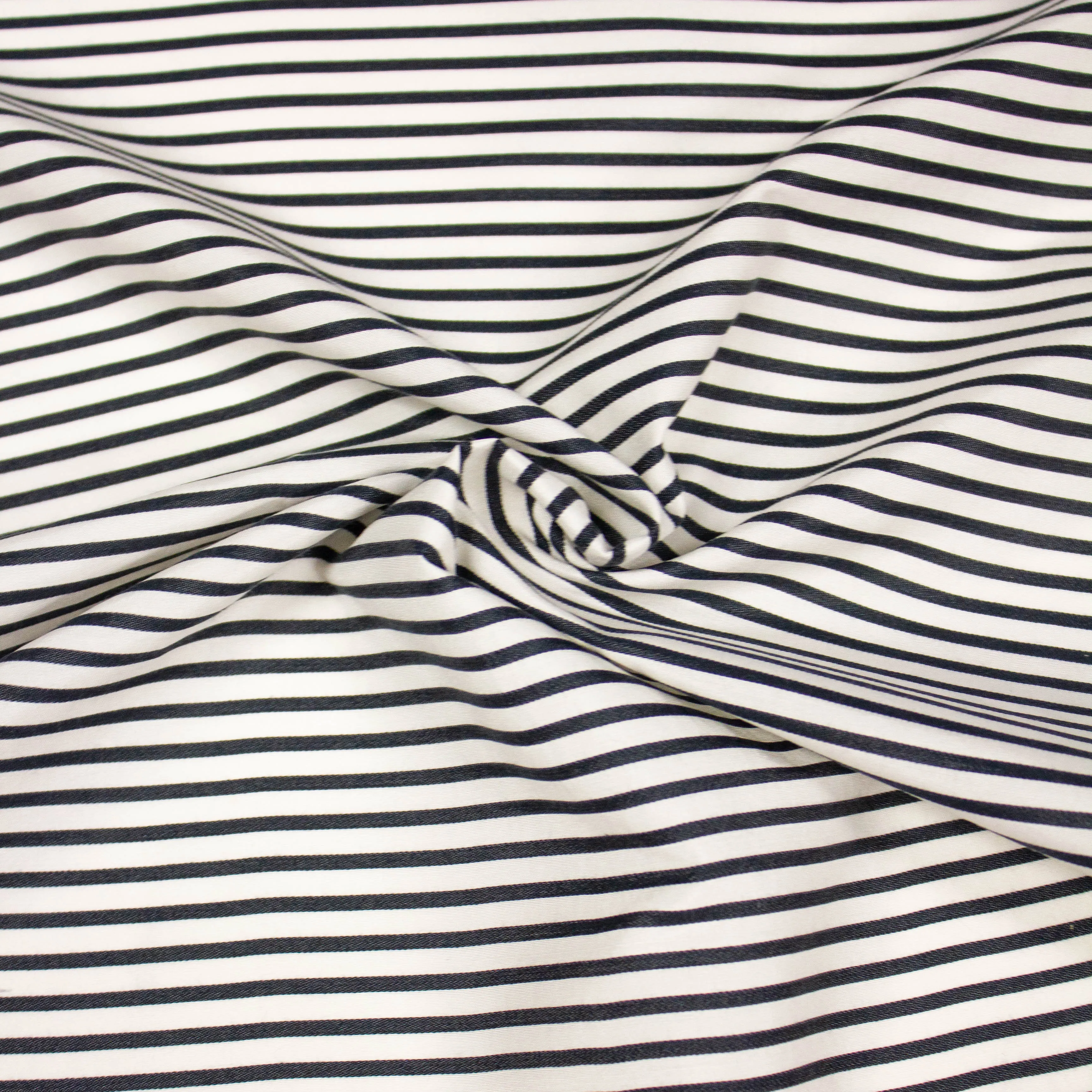 Budan Black & Off White Striped Silk Cotton Blend