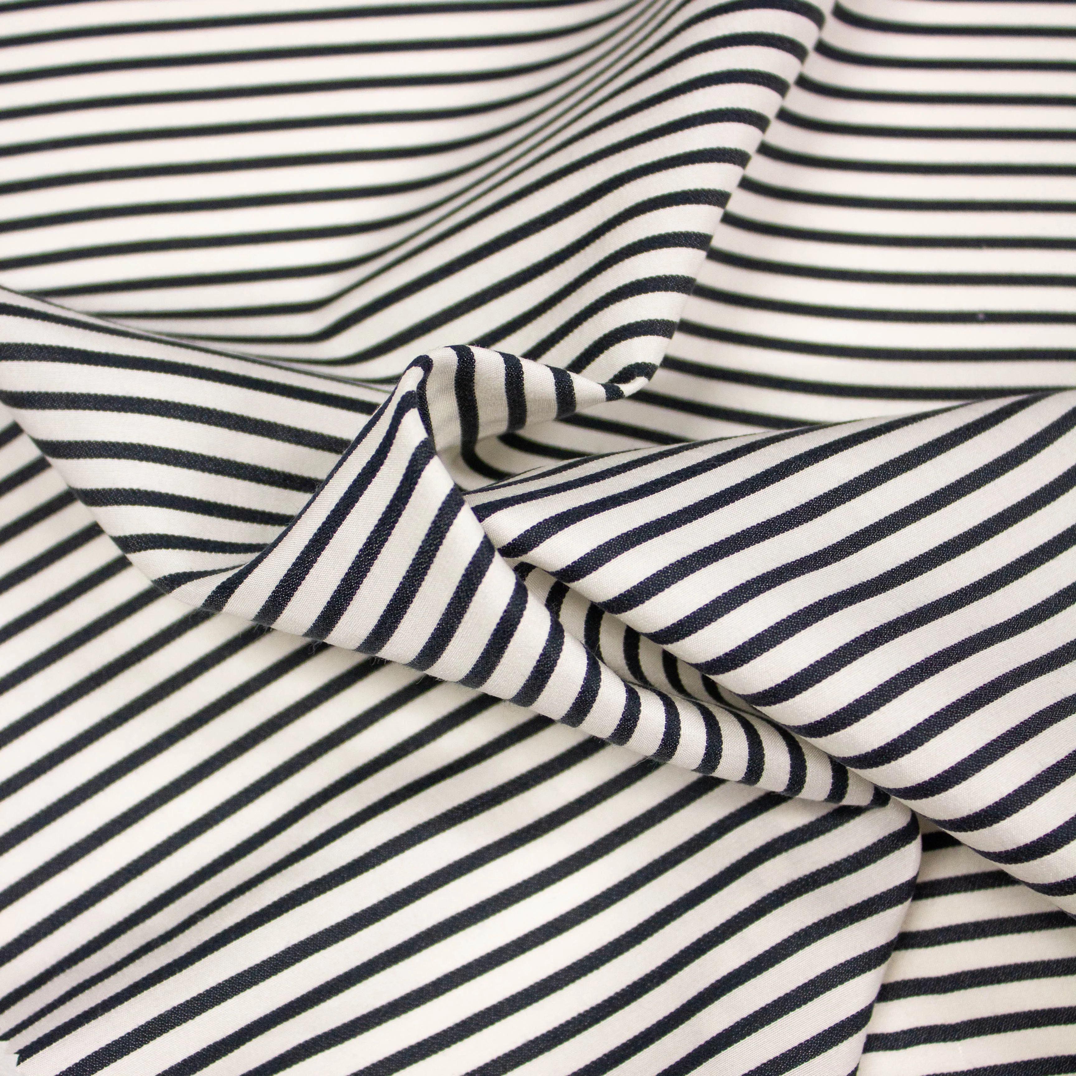 Budan Black & Off White Striped Silk Cotton Blend