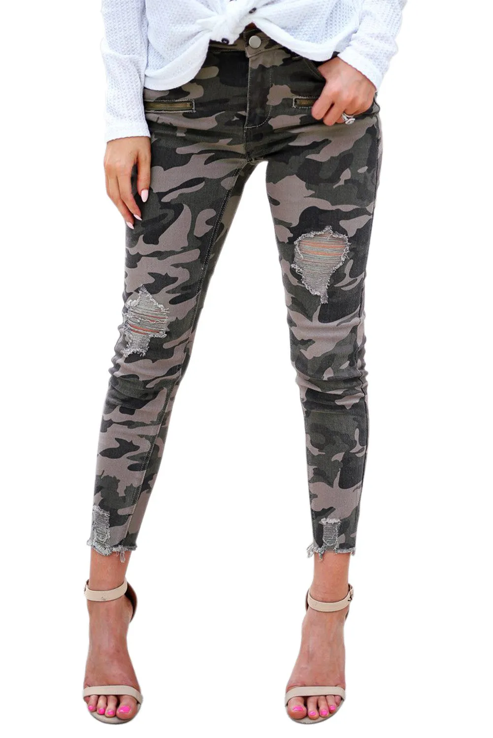 Cammie Camo Distressed Pants