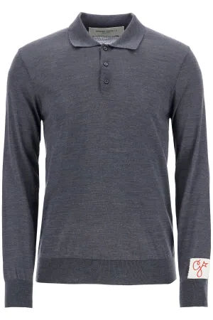 charcoal virgin wool polo with golden applications GMP01353 P001041 ANTHRACITE
