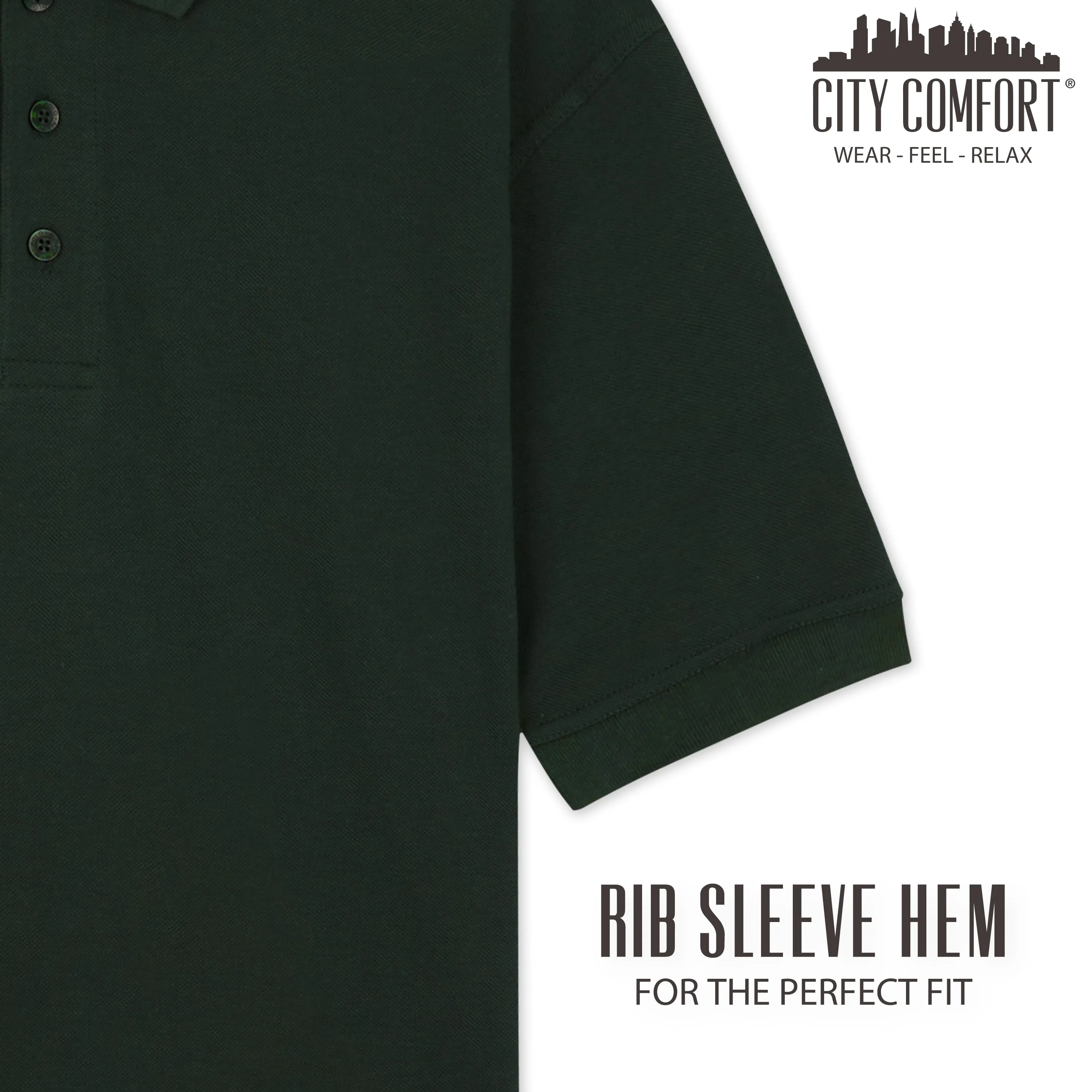 CityComfort Mens Polo Shirts, Short Sleeve Polo Shirts XS-5XL Casual Work Sports