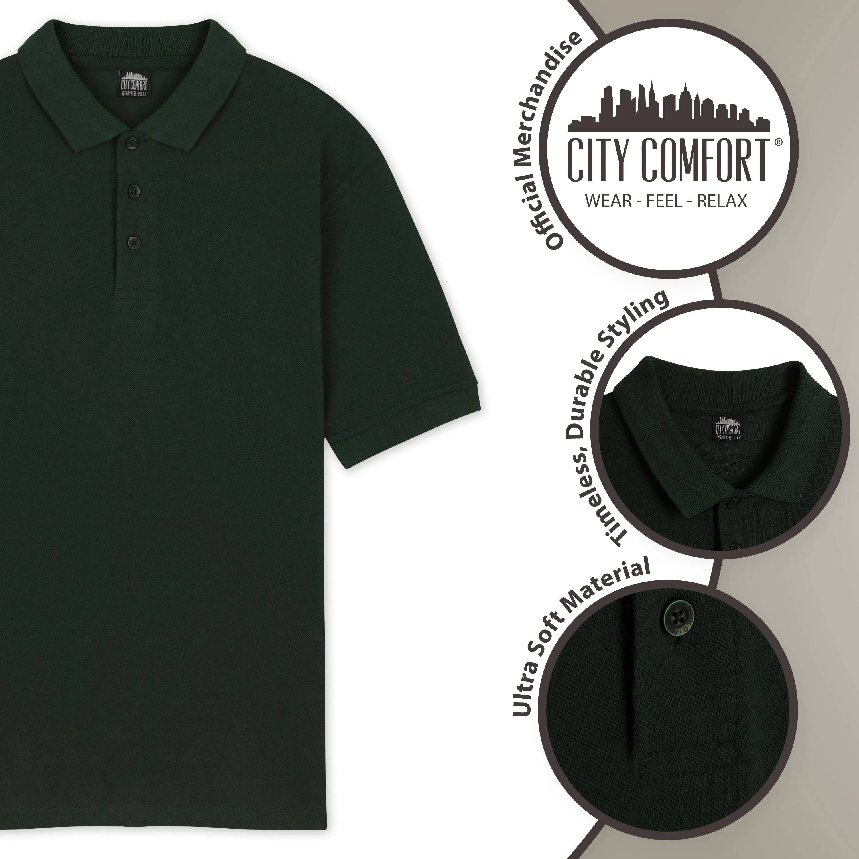 CityComfort Mens Polo Shirts, Short Sleeve Polo Shirts XS-5XL Casual Work Sports