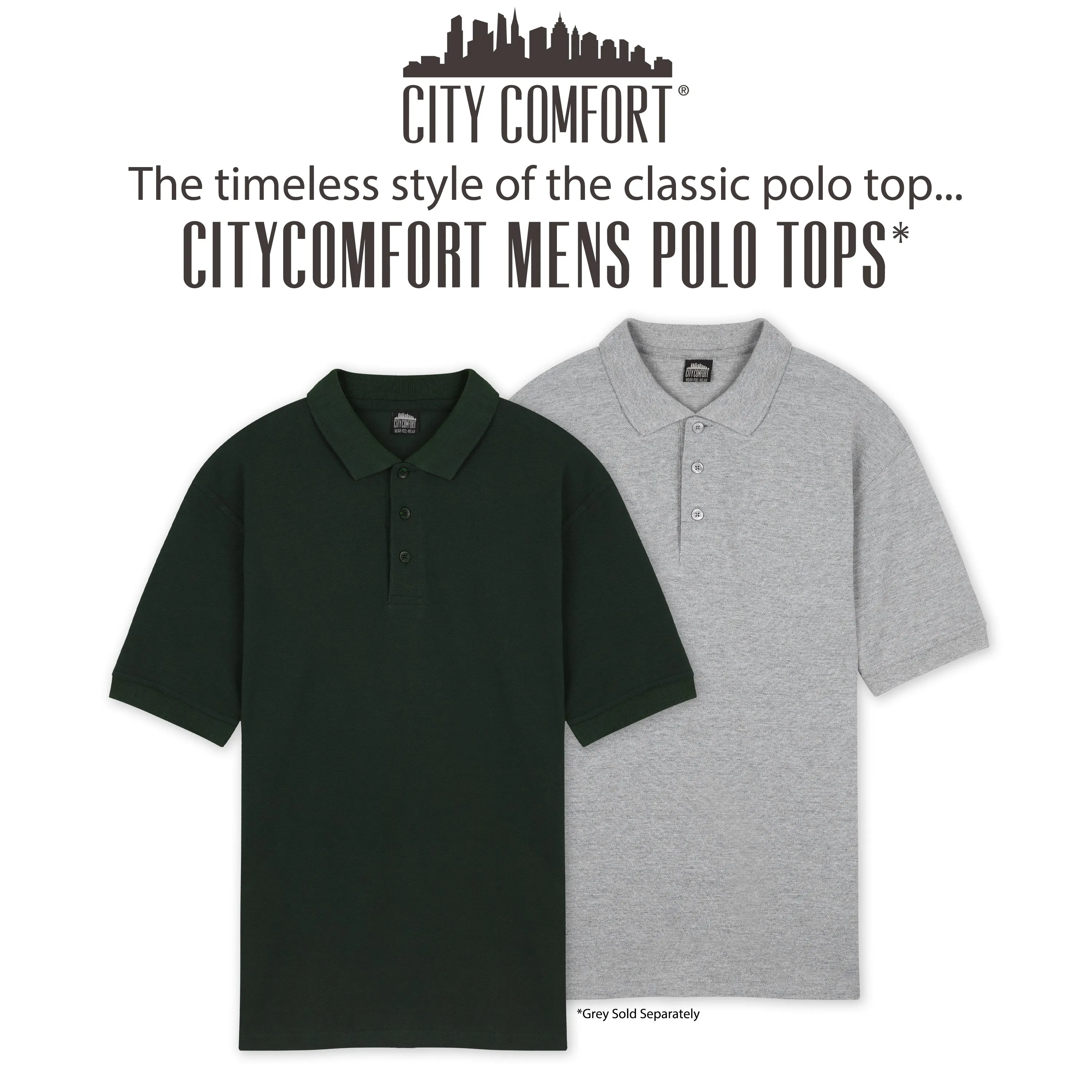 CityComfort Mens Polo Shirts, Short Sleeve Polo Shirts XS-5XL Casual Work Sports