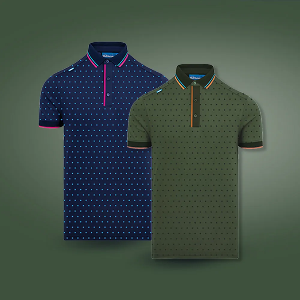 CMAX Polka Dot Polo Bundle - Navy & Khaki