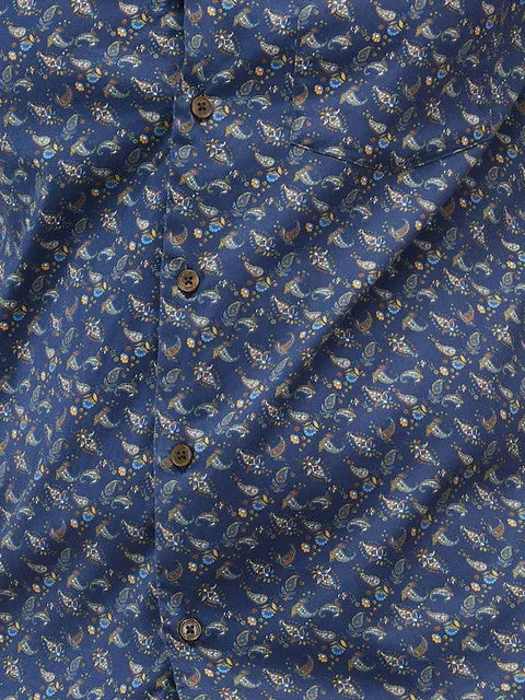 Colorplus Men Blue Printed Regular Fit Cotton Printed Casual Shirt