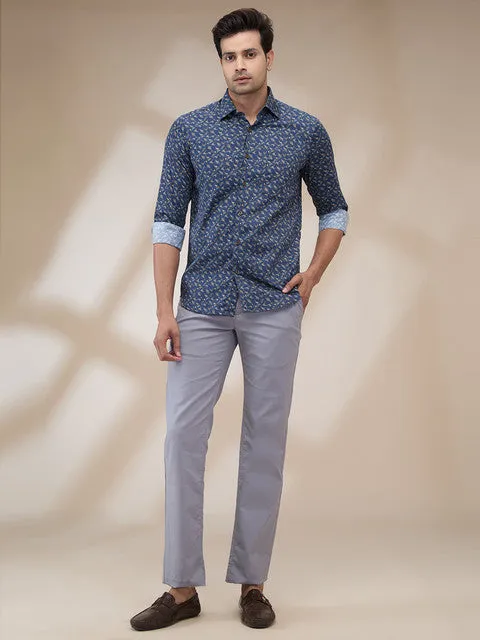 Colorplus Men Blue Printed Regular Fit Cotton Printed Casual Shirt