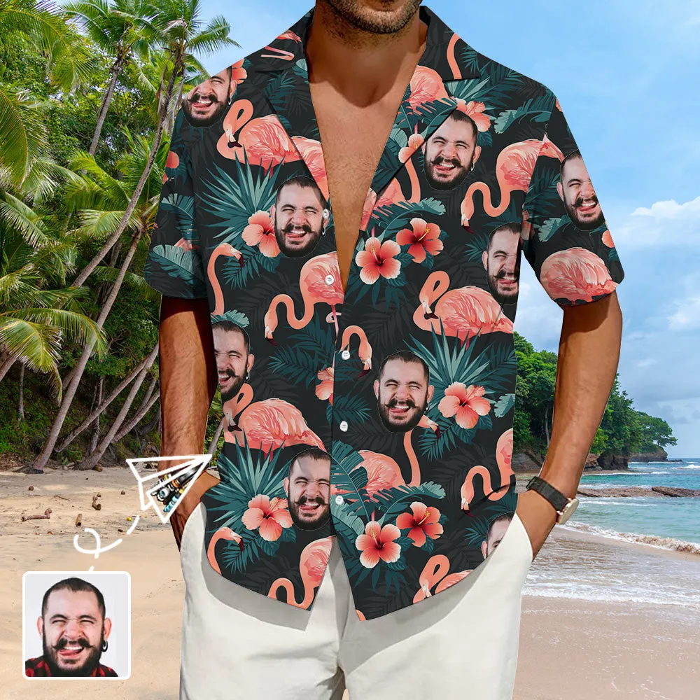 Custom Party Hawaiian Shirts With Faces Personalized Flamingo Shirt