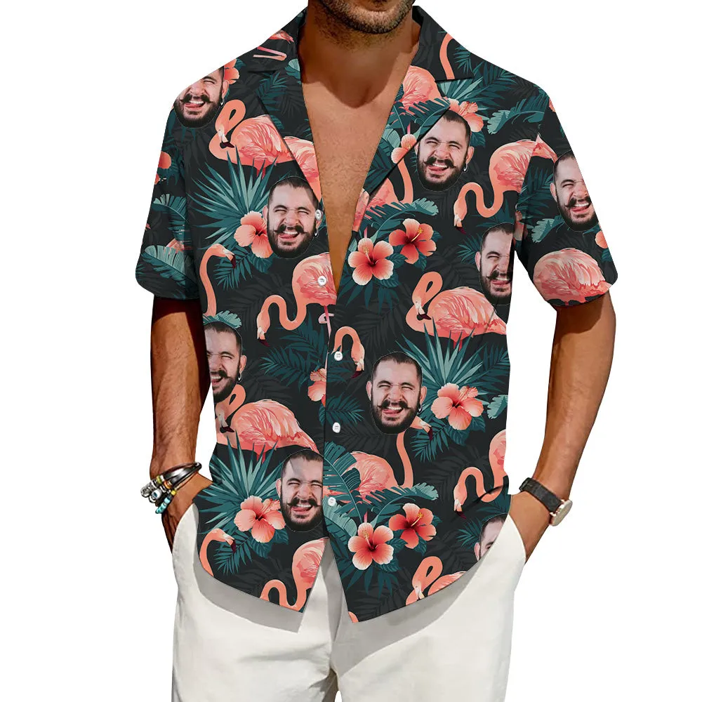 Custom Party Hawaiian Shirts With Faces Personalized Flamingo Shirt