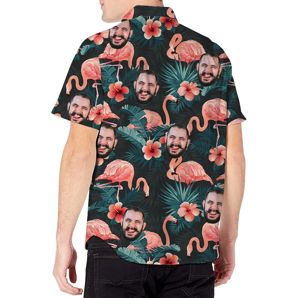 Custom Party Hawaiian Shirts With Faces Personalized Flamingo Shirt