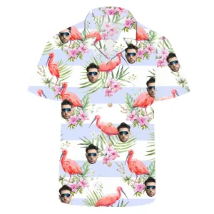 Custom Photo Hawaiian Shirt Stripe Flamingo Shirts