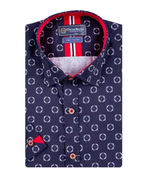 Dark Blue Poppy Print Short Sleeve Shirt