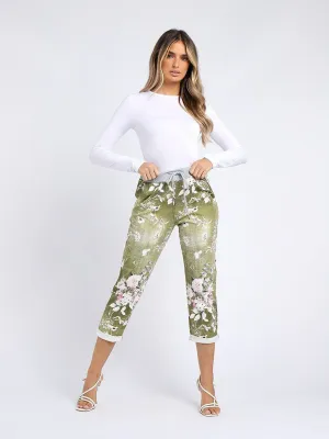 DENVER FLORAL OLIVE TROUSERS