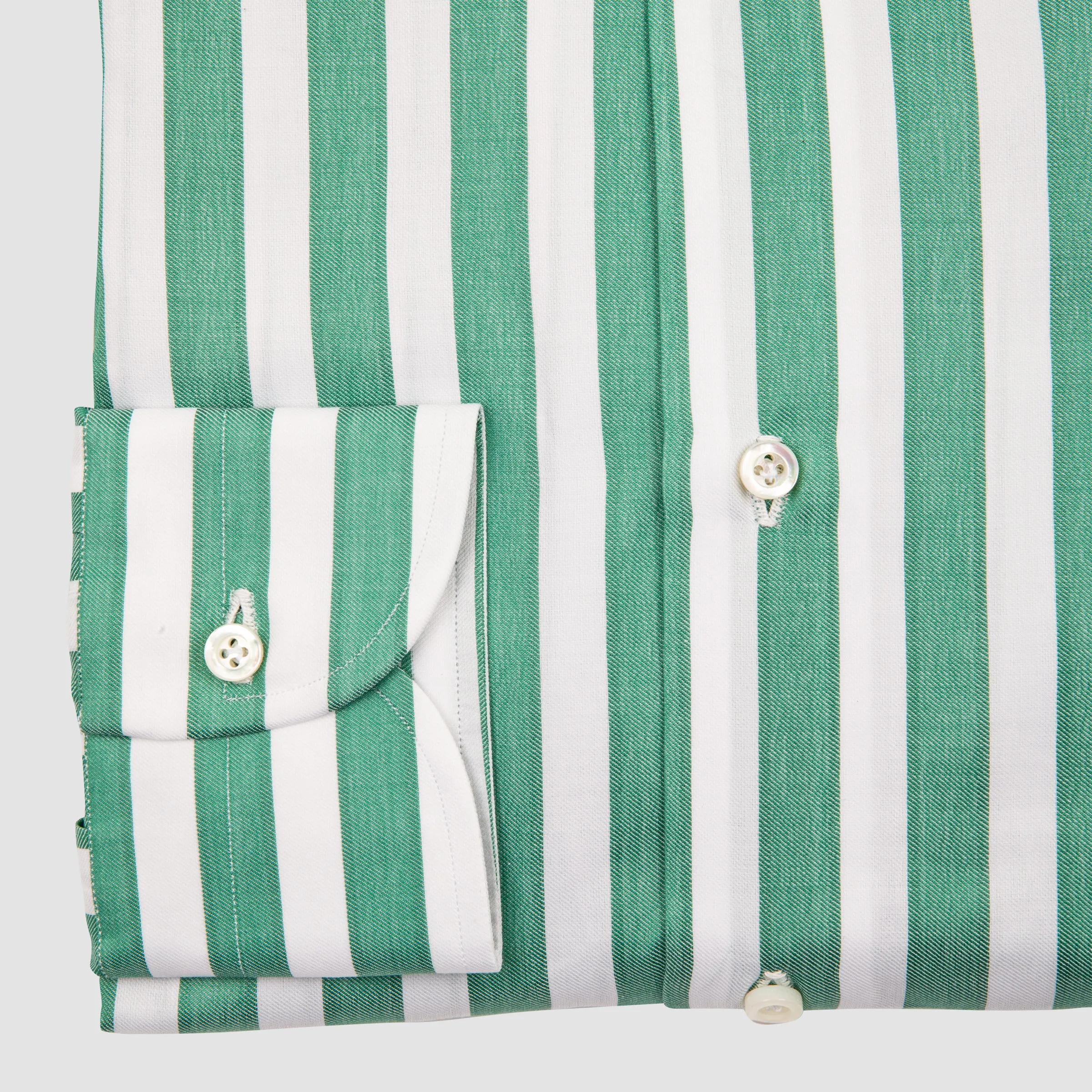 Double Face Striped Sportshirt Green & White