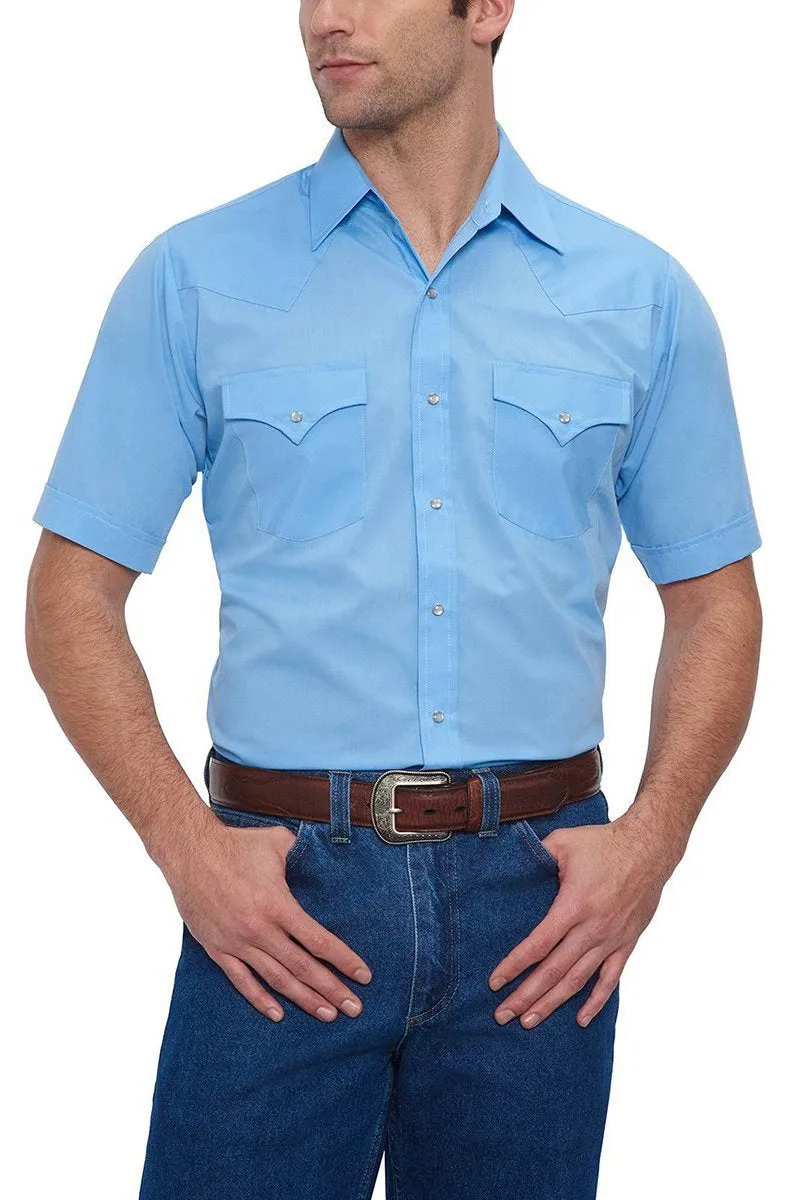 Ely Mens Short Sleeve Solid Western Shirt Style 15201605