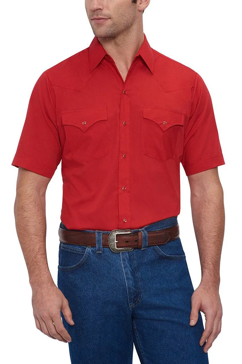 Ely Mens Short Sleeve Solid Western Shirt Style 15201605